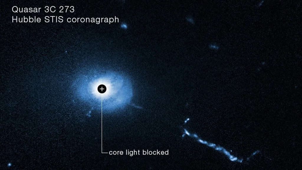 صورة تلسكوب هابل للكوازار هائل الكتلة 3C 273